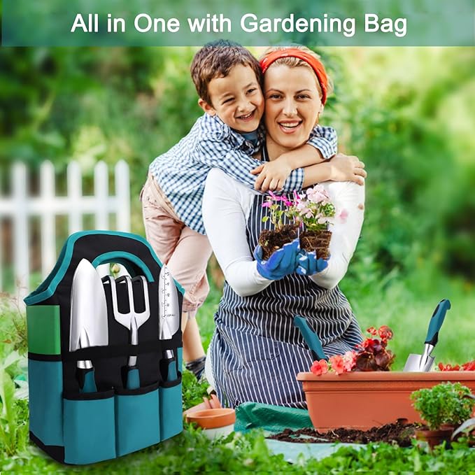 Kynup Garden Tools 7-Piece, Gardening Hand Tools, Gardening Tools Set Cultivators Pitchforks with Rust-Proof,Stainless Steel, Aluminum Alloy Material, Gardening Supplies Set Ideal Gift